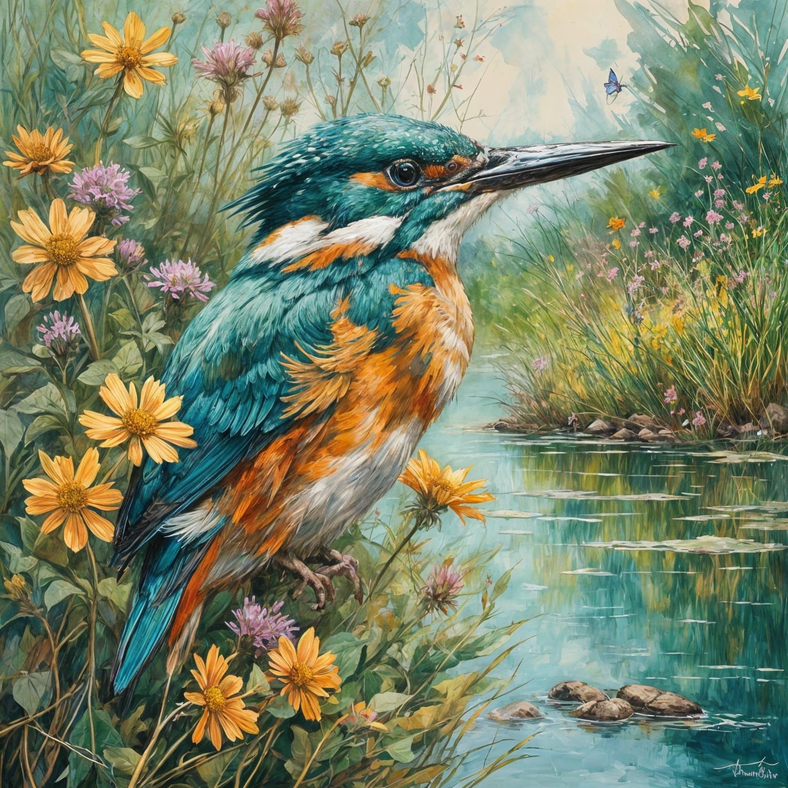 Kingfisher on the river bank