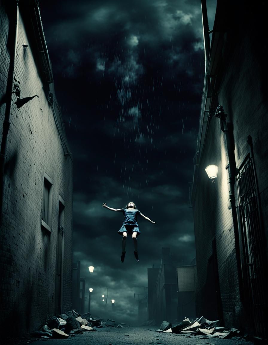 Eerie Surrealism: Falling Up in a Dark Alley