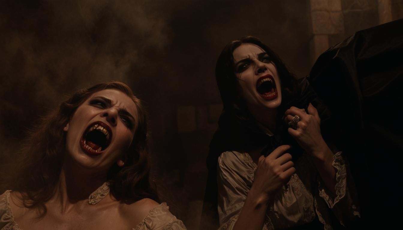 Teenage Vampire Hissing in Dark Fantasy Art