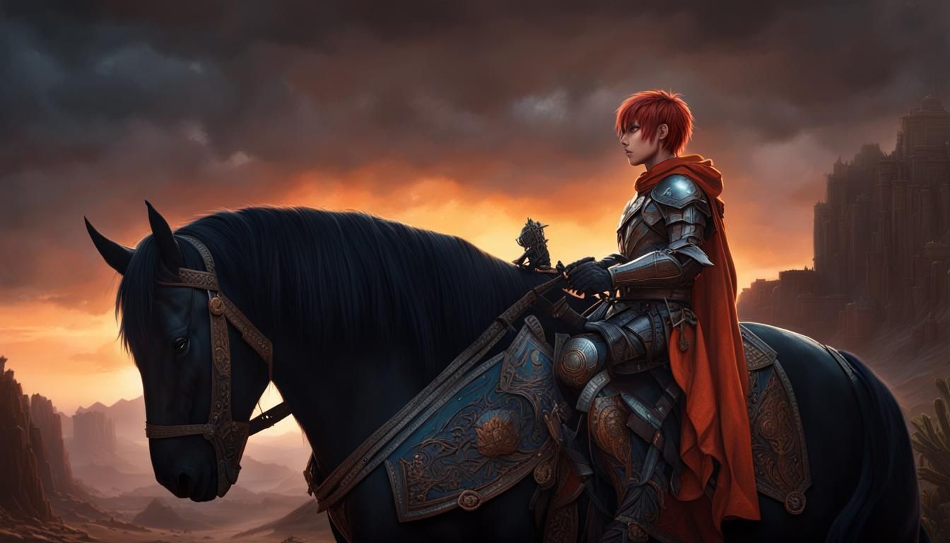 Knight in a desert canyon