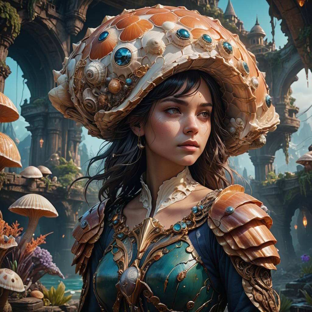 Fantastical Girl in an Enchanted Shell
