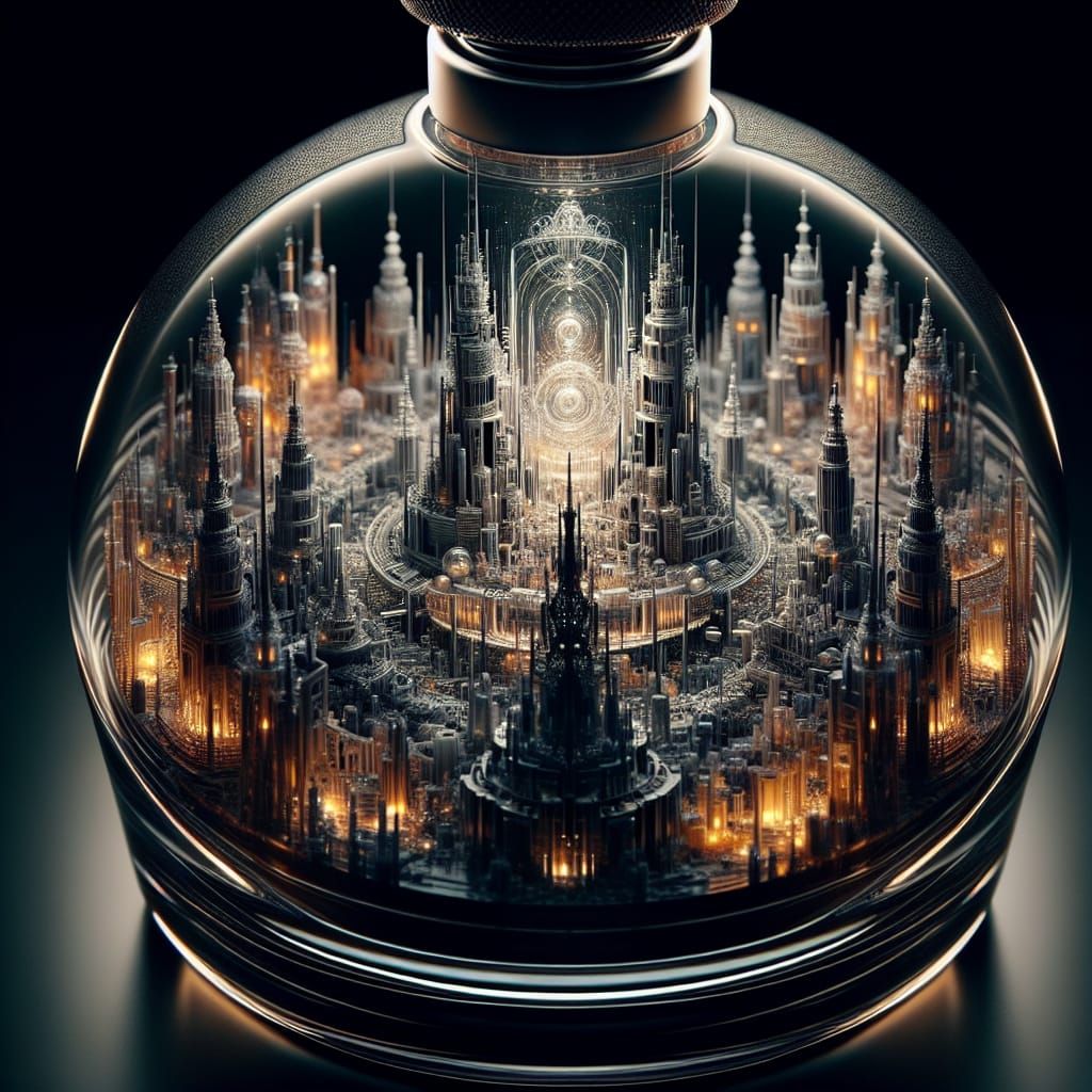 Surreal Miniature World Inside Perfume Bottle
