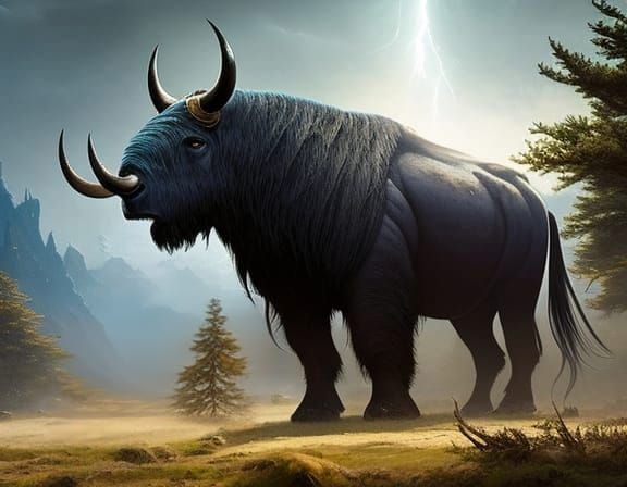 Elasmotherium Portrait in Art Nouveau Style