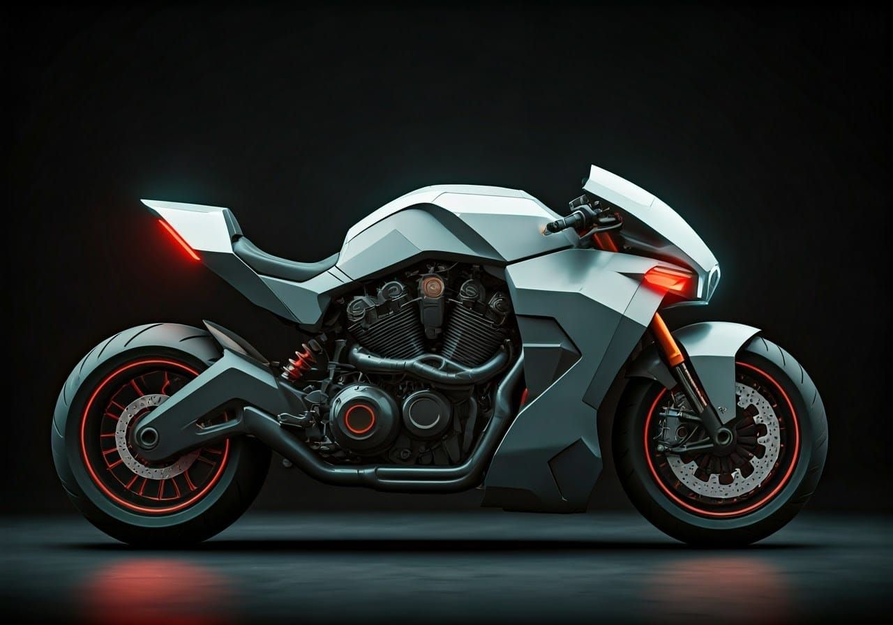 Futuristic Motorcycle in a Desolate Landscape