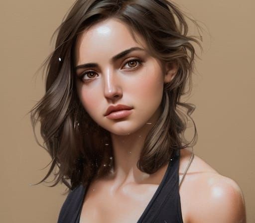 Detailed Portrait of Ana de Armas in Art Nouveau Style