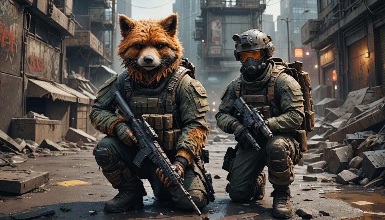 Furry Soldier in Call of Duty Style
