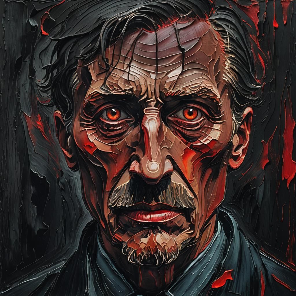 Haunted Shadowy Portrait in Dark Expressionism Style