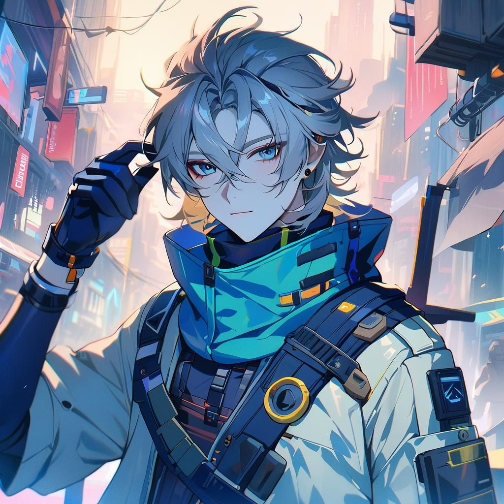 Cyberpunk Adventurer in Arknights Style