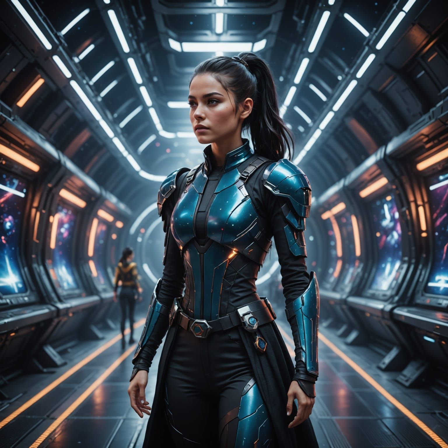 Enchanted Space Fashion Model in Deep Colorful Fantasy