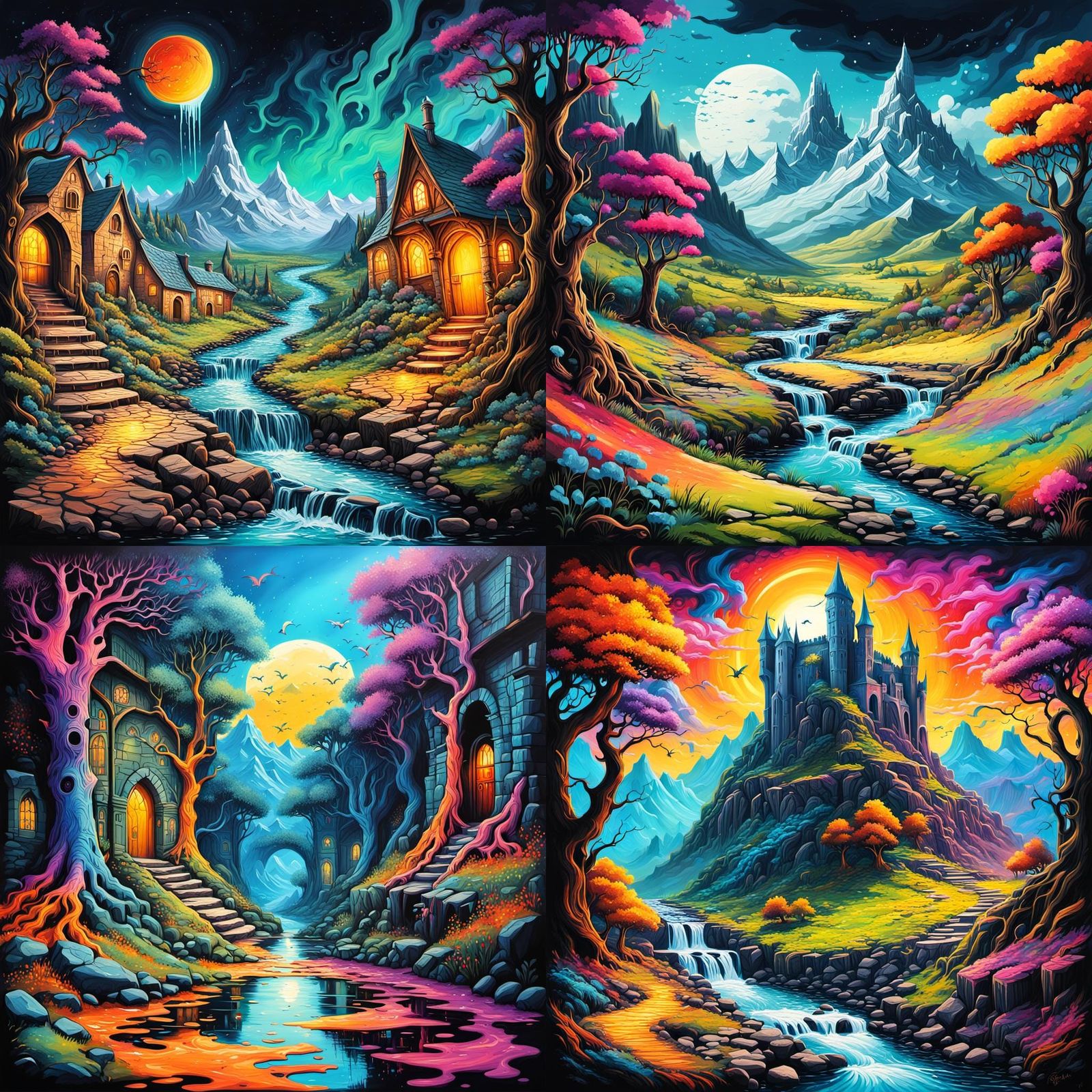 Colorful Graffiti Art Landscape Inspired by Tolkien