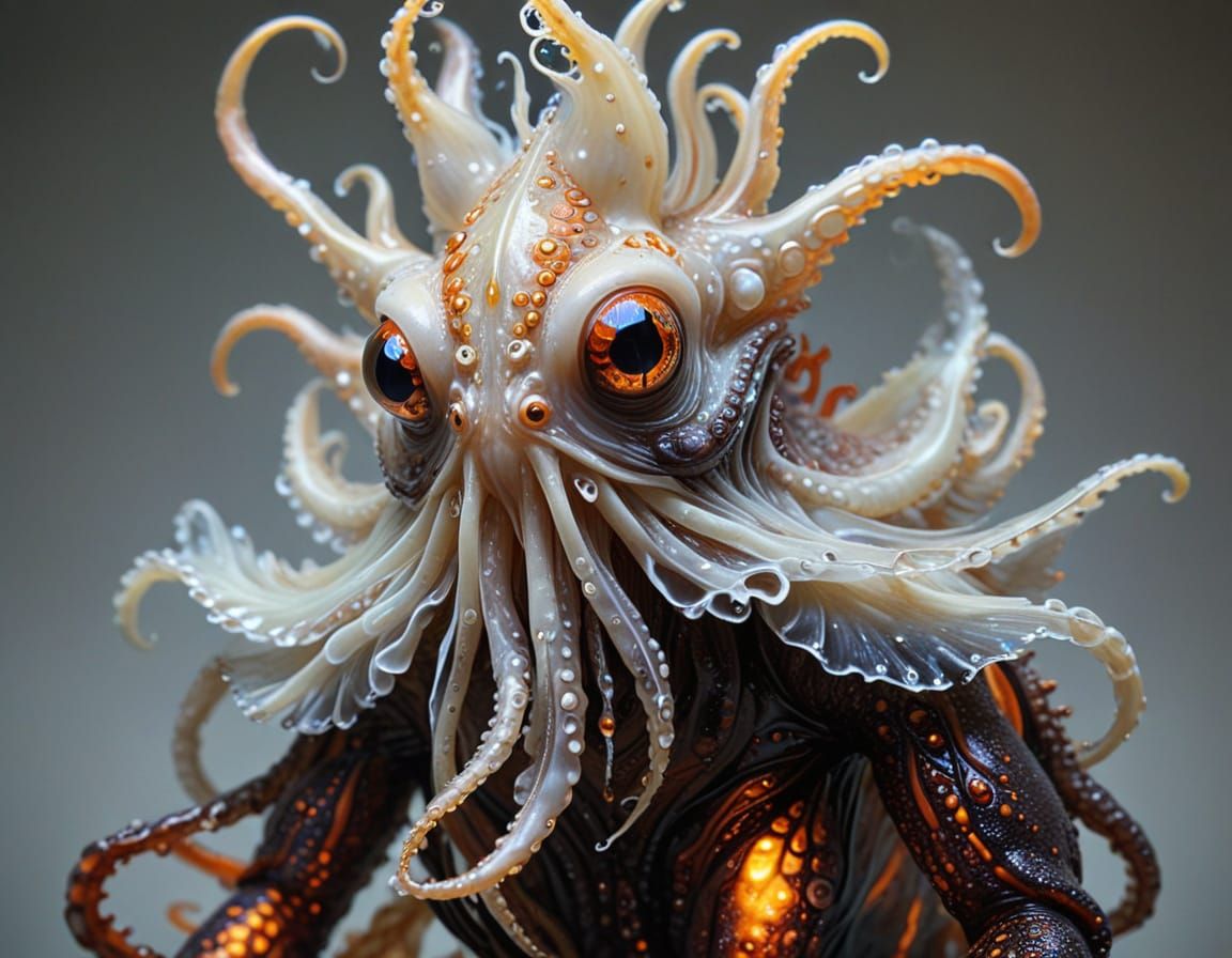 Alien Frog Squid Hybrid Creature in Caravaggio Style