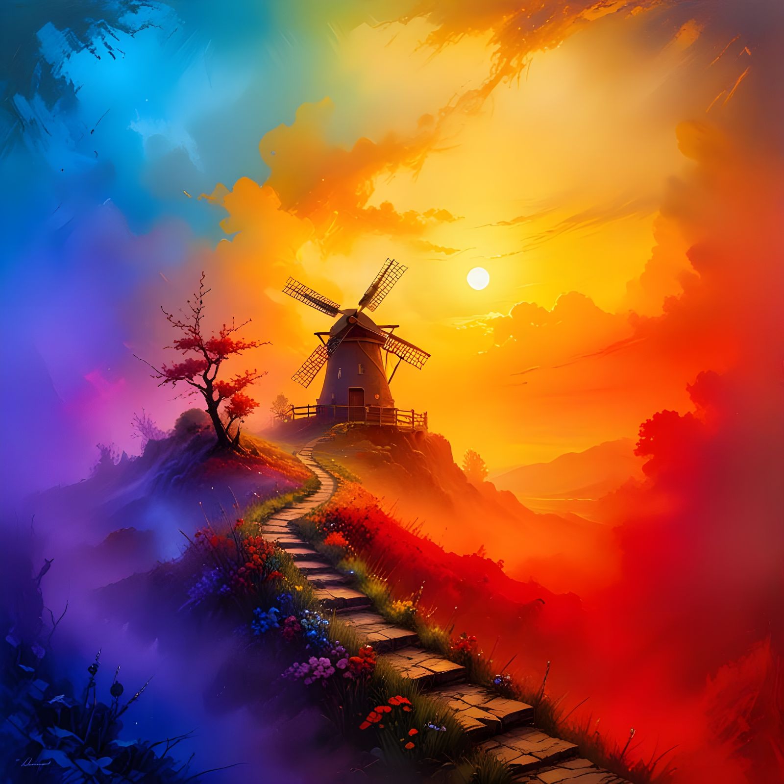 Rustic Windmill in Lush, Green Countryside