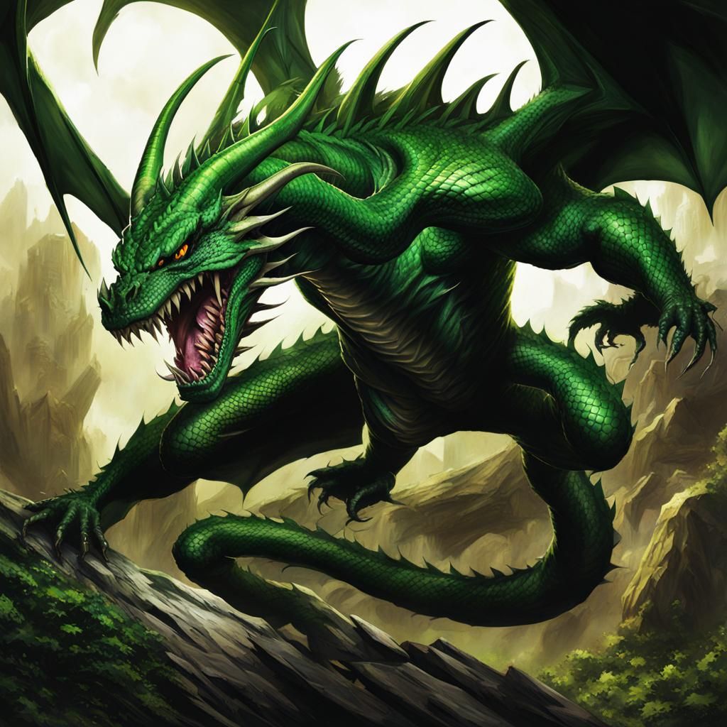 Venomous Green Dragon Digital Art
