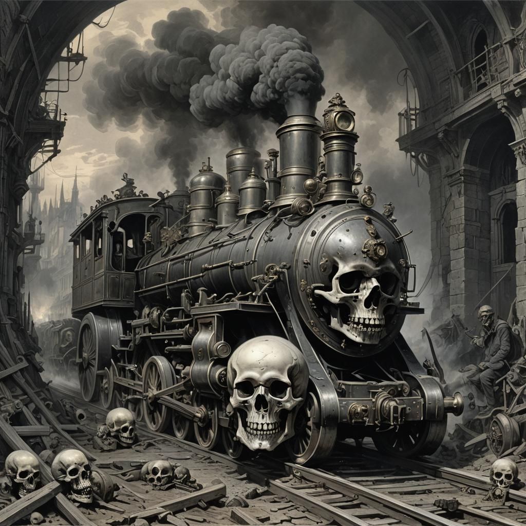 Horror Locomotive with Skull and Cannons