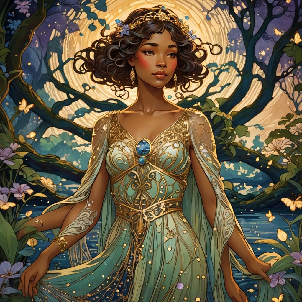 Tiana in New Orleans Art Nouveau Style