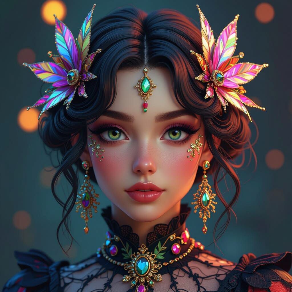 Vibrant Brooch Spider Portrait in Dynamic Lighting