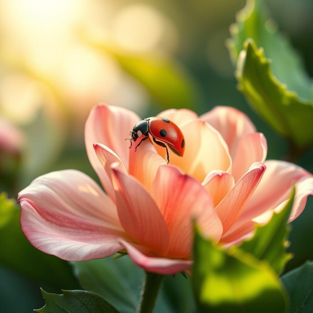 Ladybug Amidst Whimsical Floral Wonderland