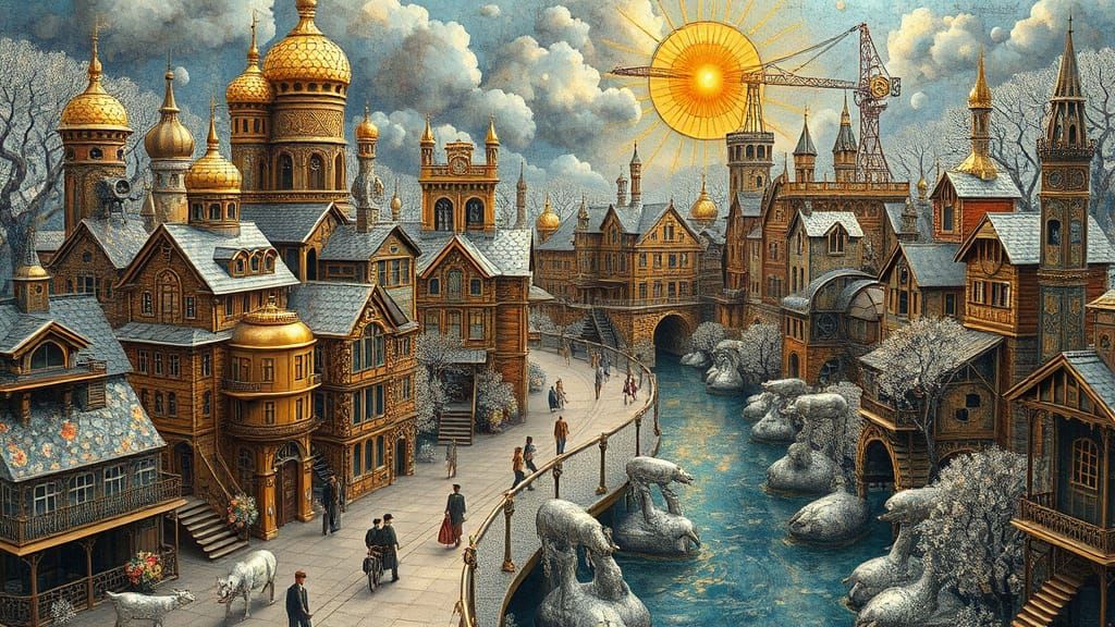 Mechanical Metropolis in Bronze with Crystal River