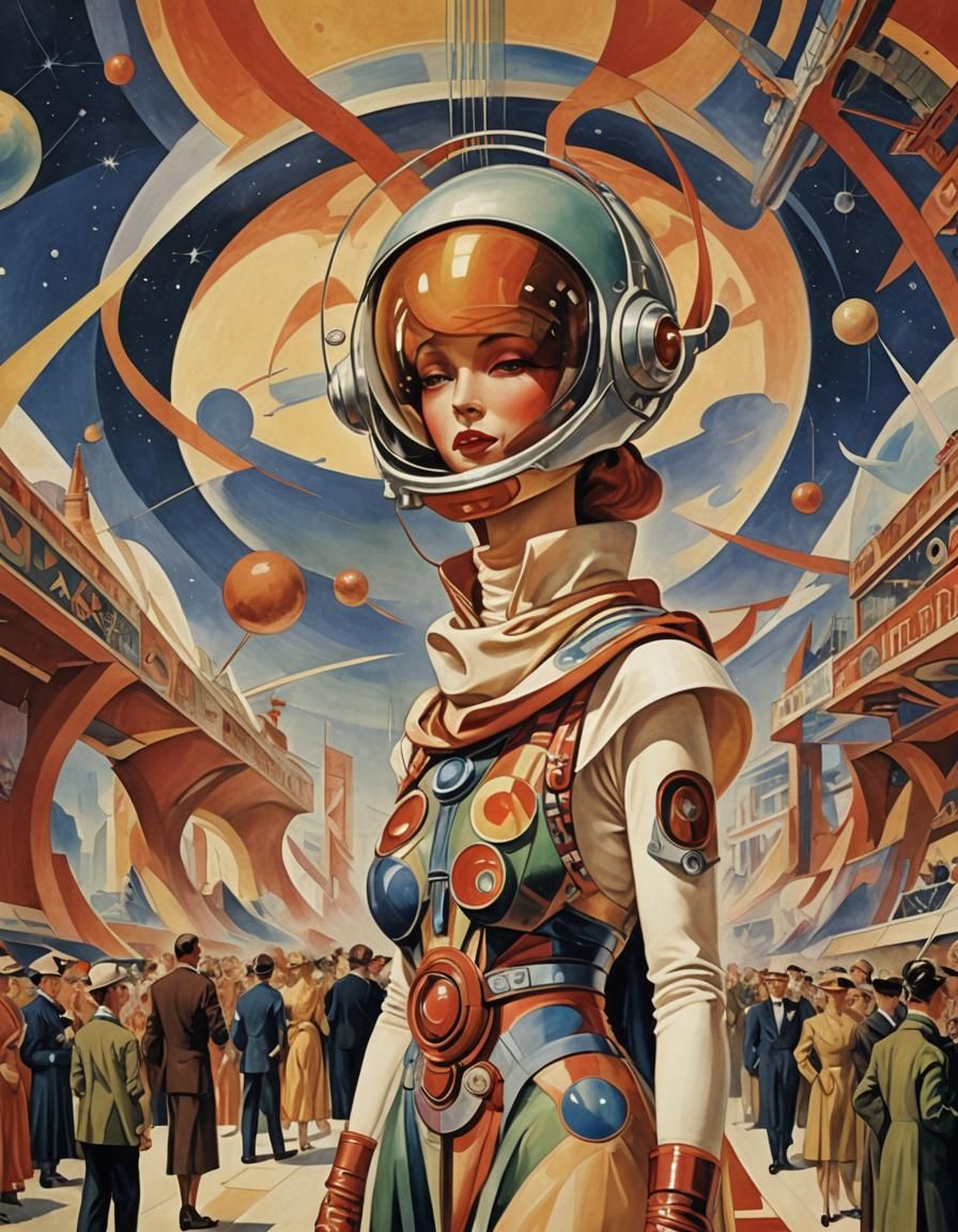 Mars Fashion Show Poster in Retro-Futuristic Style