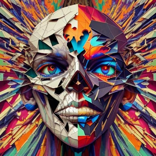 Fragmented Face: A Surreal Digital Collage