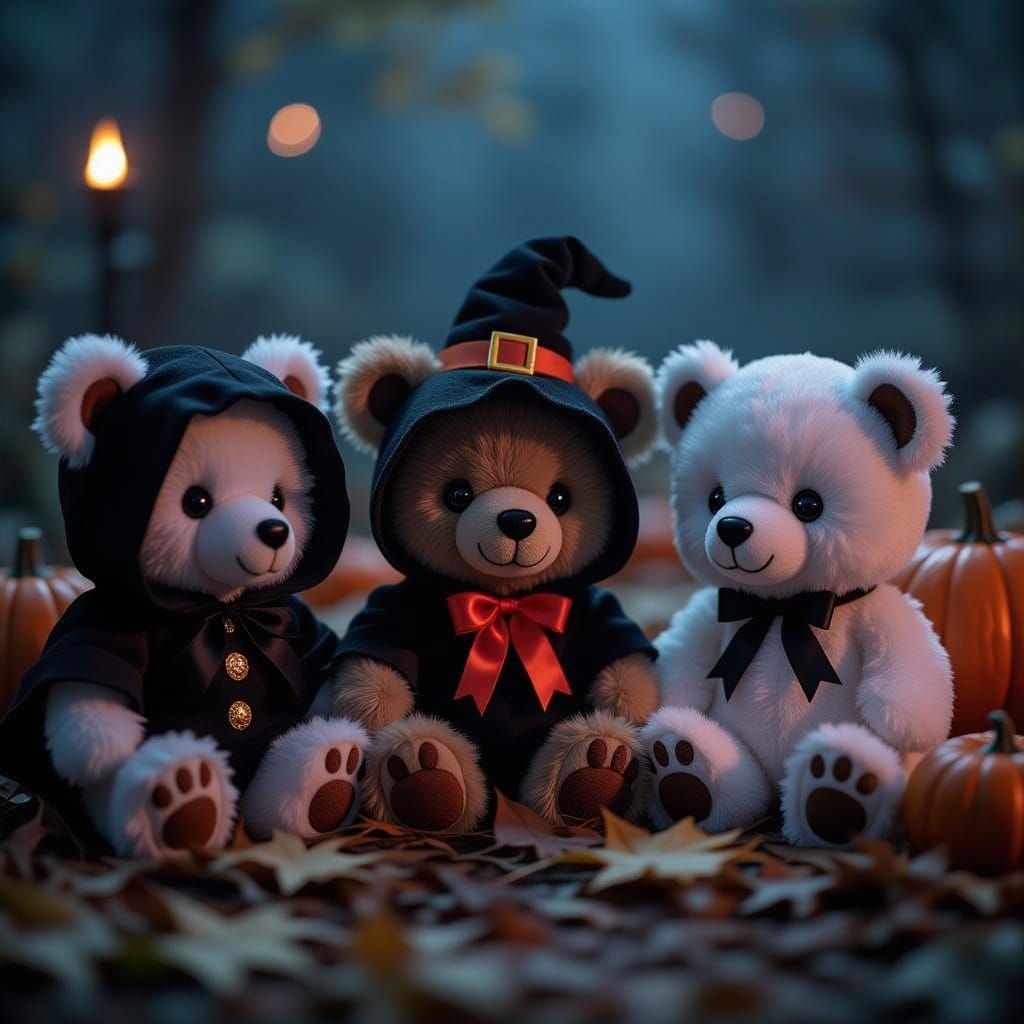 Spooky Soft Toy Animals in Halloween Costumes