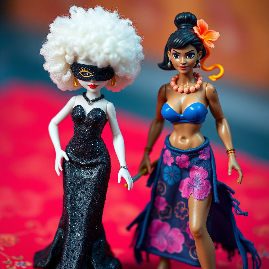 Albino Woman and Hawaiian Warrior Action Figures