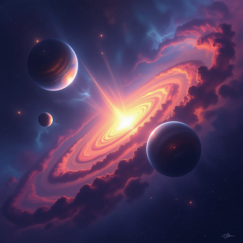 Cosmic Art: Planets Approaching Black Hole Amidst Supernova ...