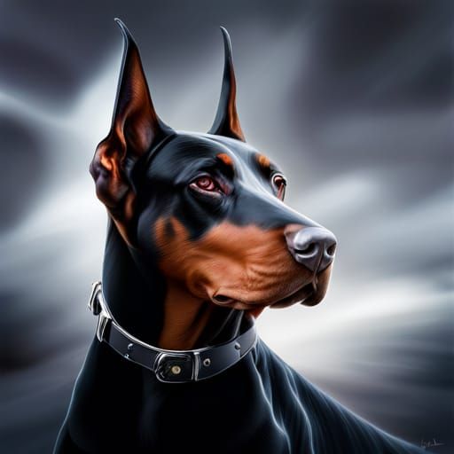 Hyperrealistic Doberman in Cinematic Composition