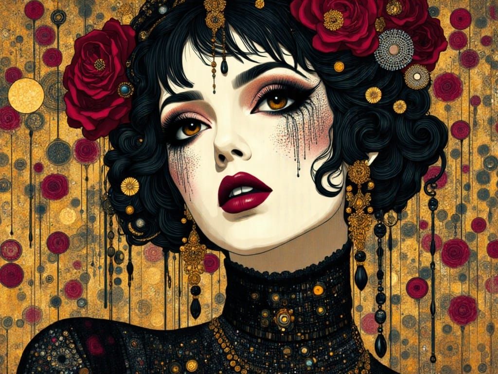 Impasto Pop Art Gothic Woman Portrait