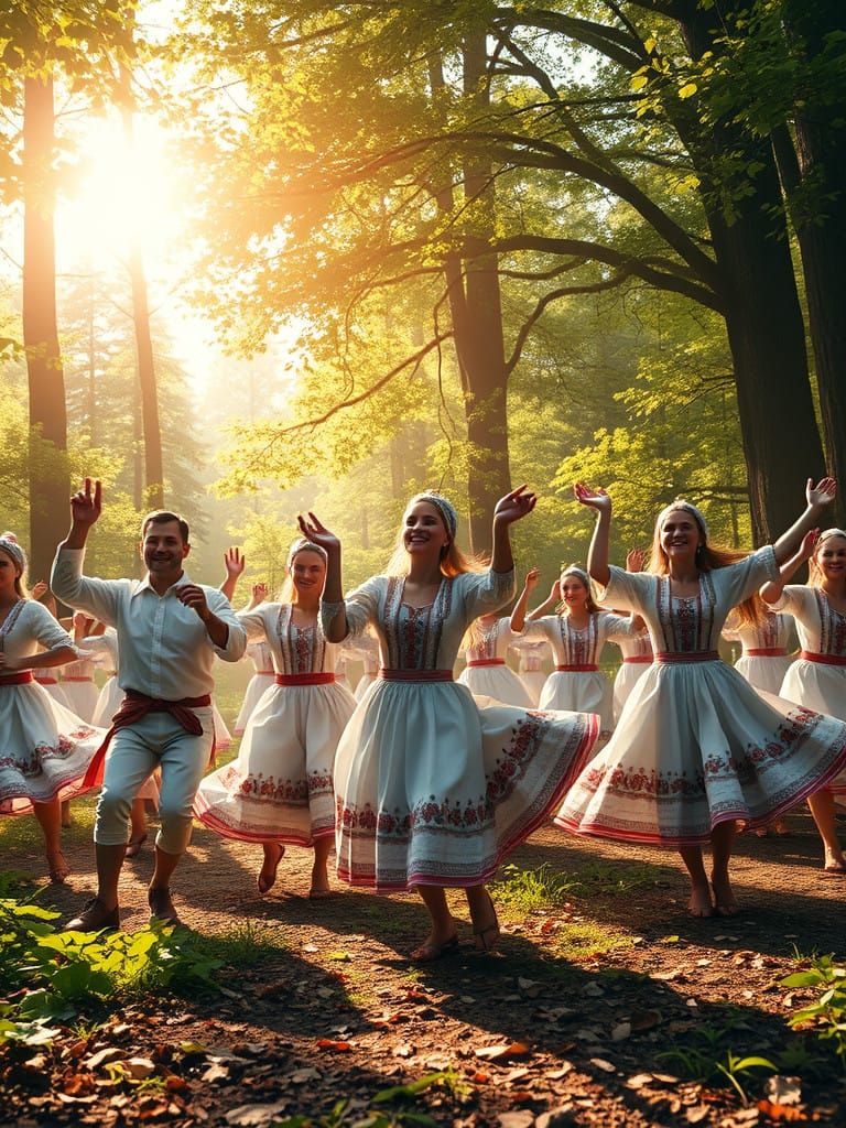 Vibrant Slovak Folklore Ensemble Dances in Nature