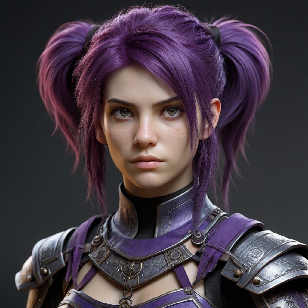 Realistic Female Warrior with Dual Sai in a Regal Aesthetic