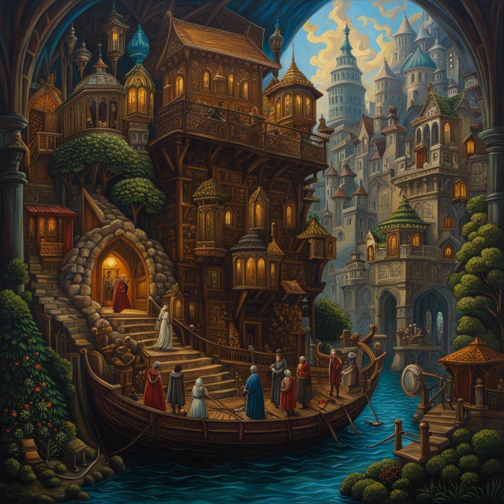 Medieval Fantasy Landscape in Ghibli Oil Painting Style