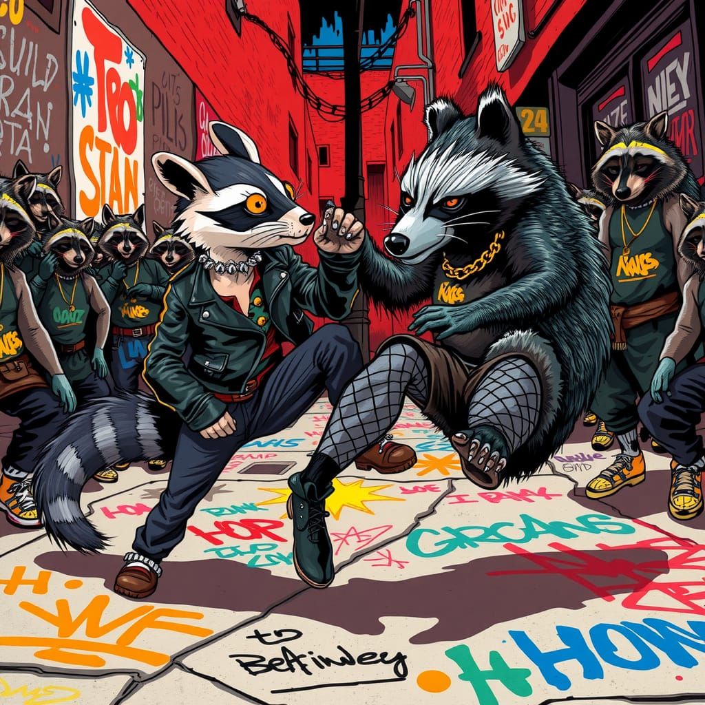 Punk Ferret vs Gothic Porcupine Breakdance Battle