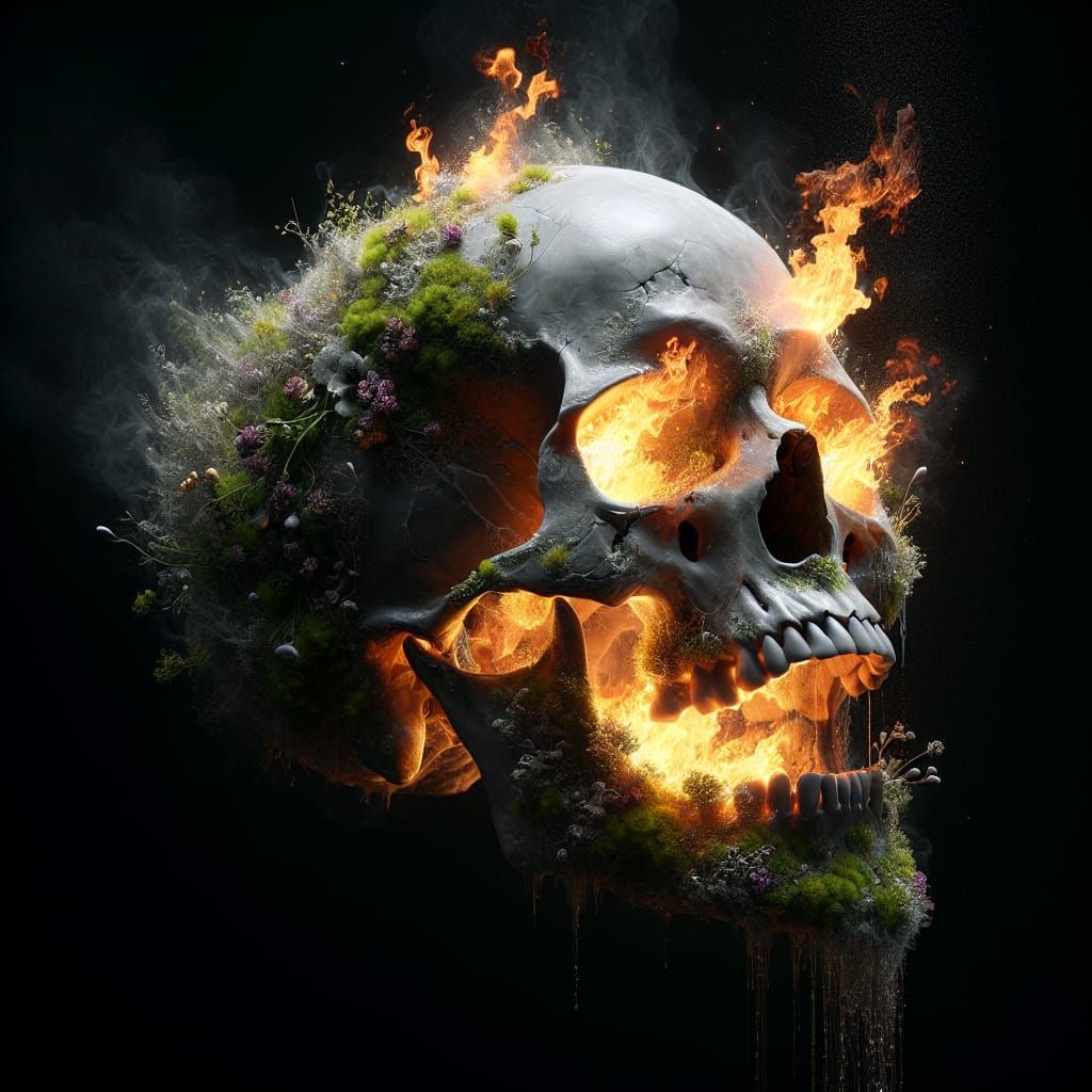 Skull Ablaze with Life and Death