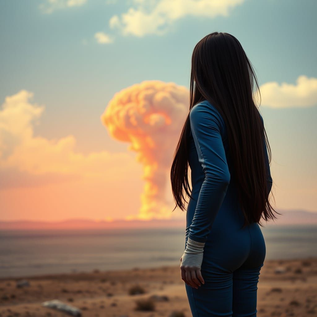 Post-Apocalyptic Vault Dweller Observes Nuclear Blast in Cyb...
