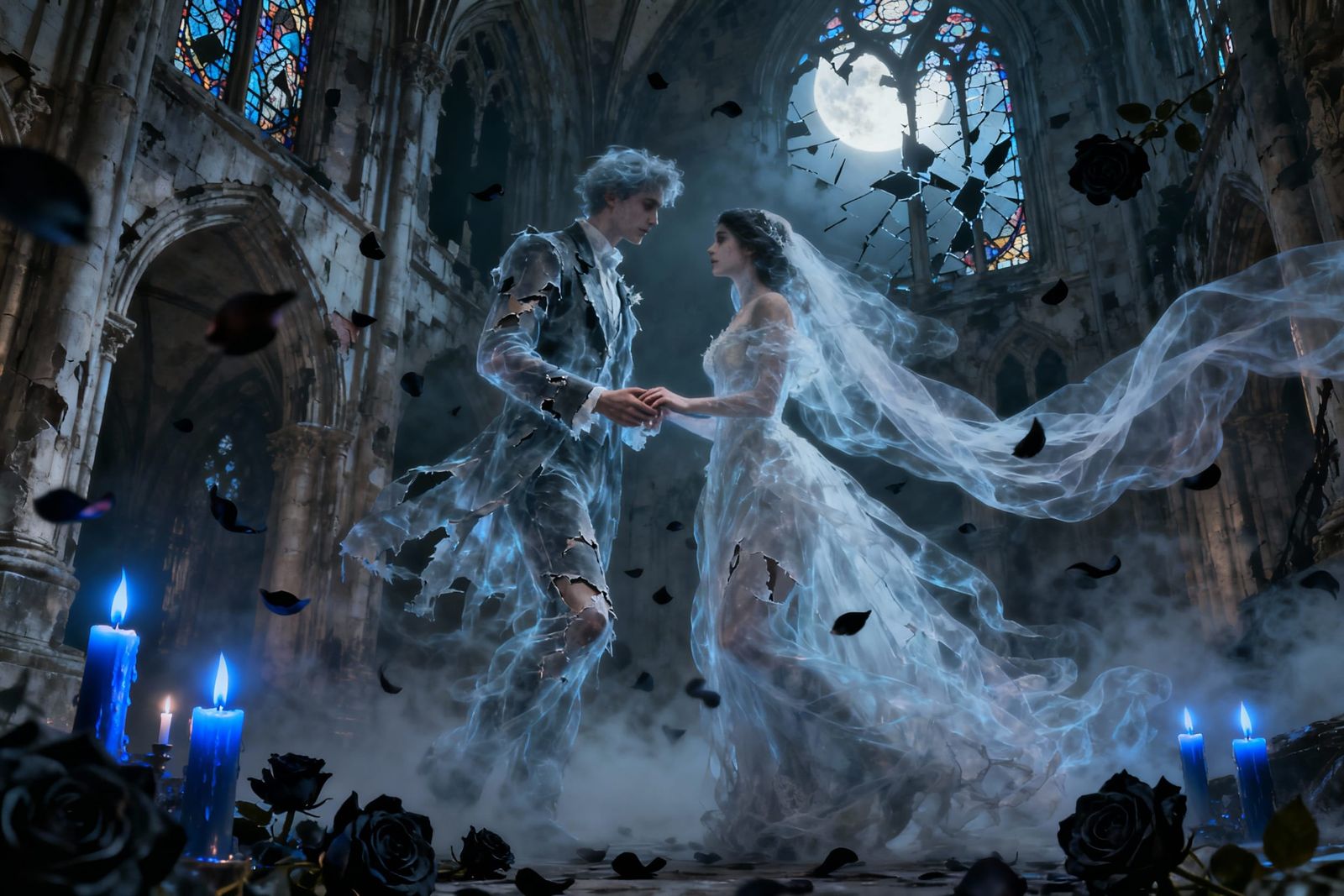 Ghostly Lovers in Ruined Cathedral