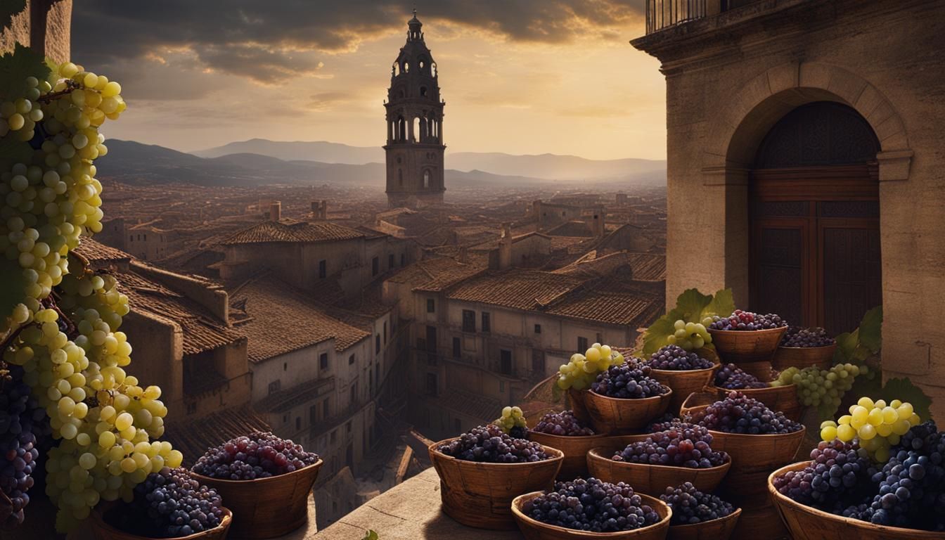 Midnight Grapes in Spain: A Digital Painting
