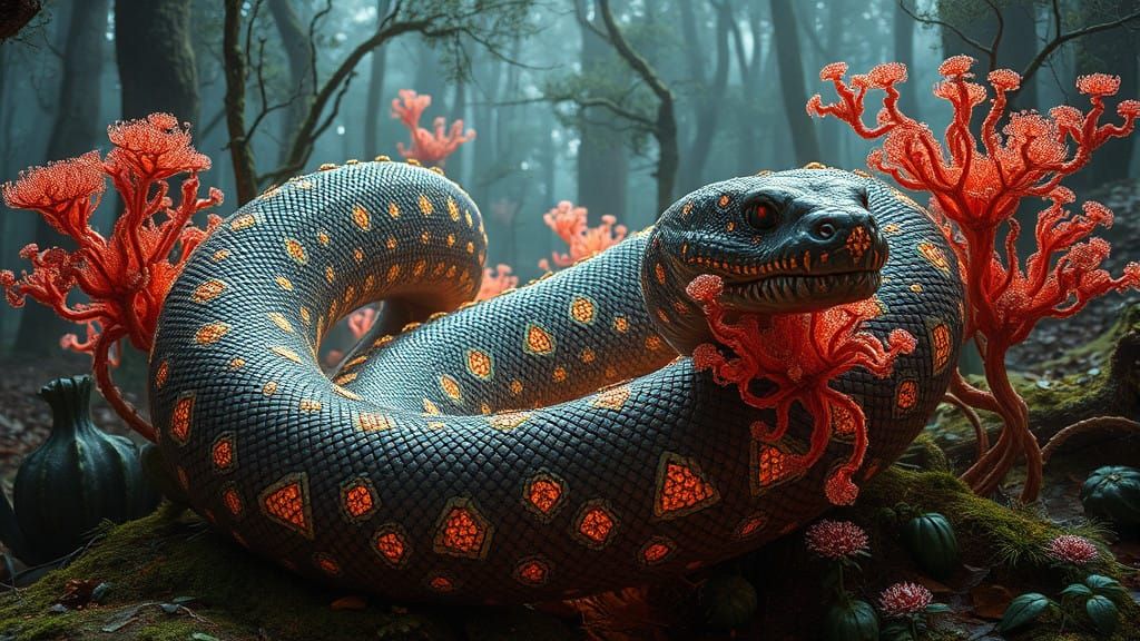 Ethereal Serpent Transhumanism in Vibrant Mycelium Realm