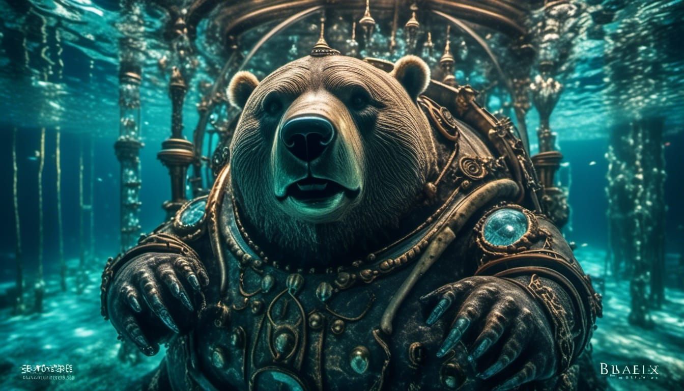 Steampunk Glass Bear in Underwater Atlantis