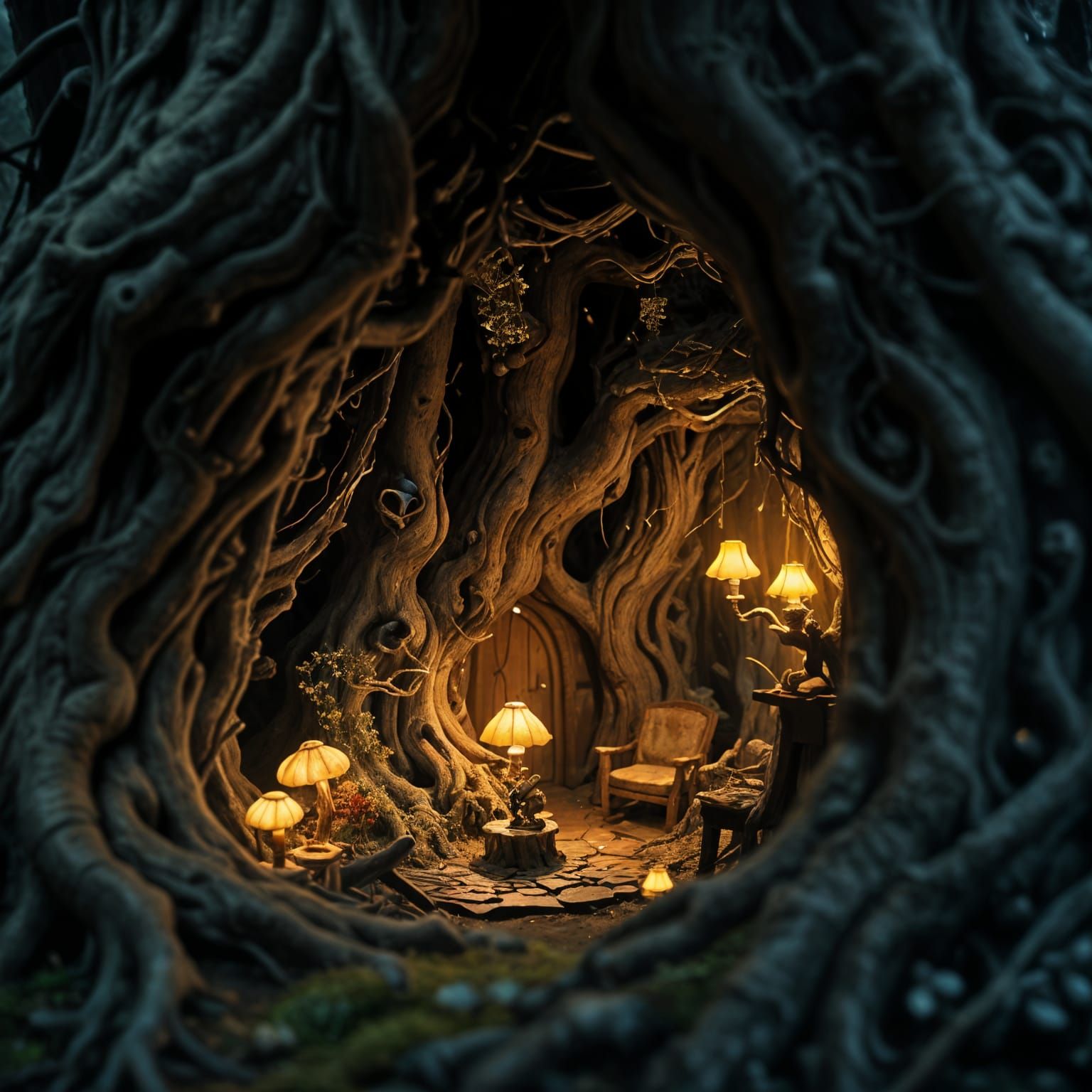 Whimsical Faery Sanctuary in Ancient Tree Hollow