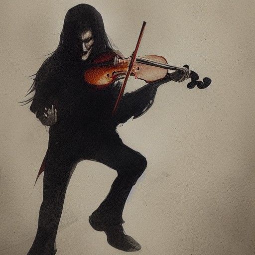 Sinister Devil Plays Violin, Dark Fantasy Art