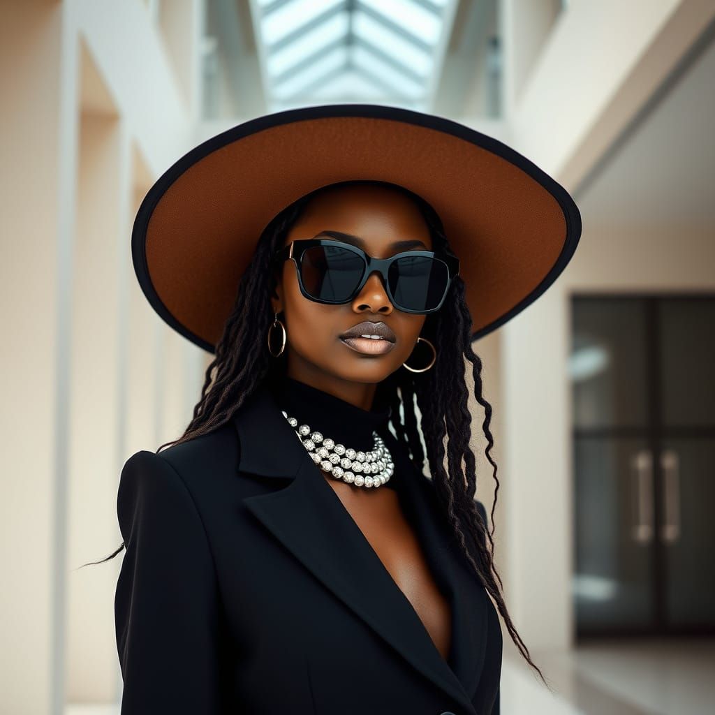 Sleek Female Model in Bauhaus Building