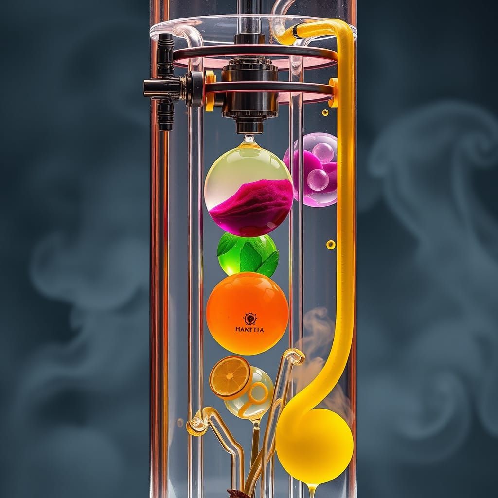 Futuristic Glass Tower Sculpture with Colorful Gels
