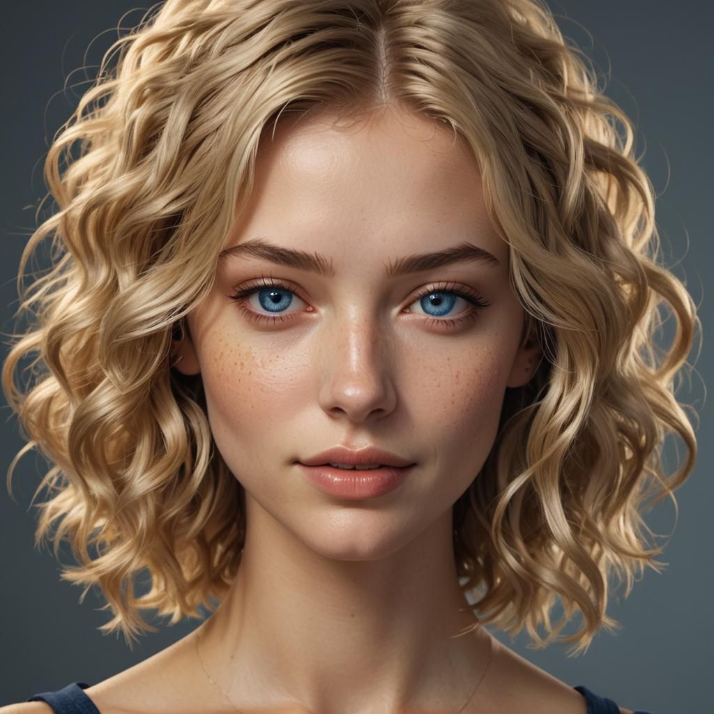 Beautiful Blonde Woman in 3D with Volumetric Lighting