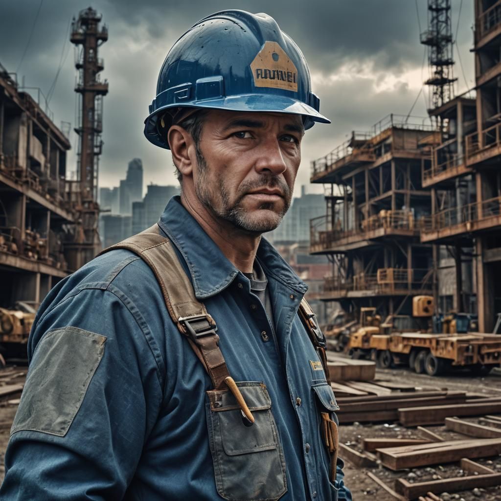 Hyperrealistic Blue Collar Foreman Portrait
