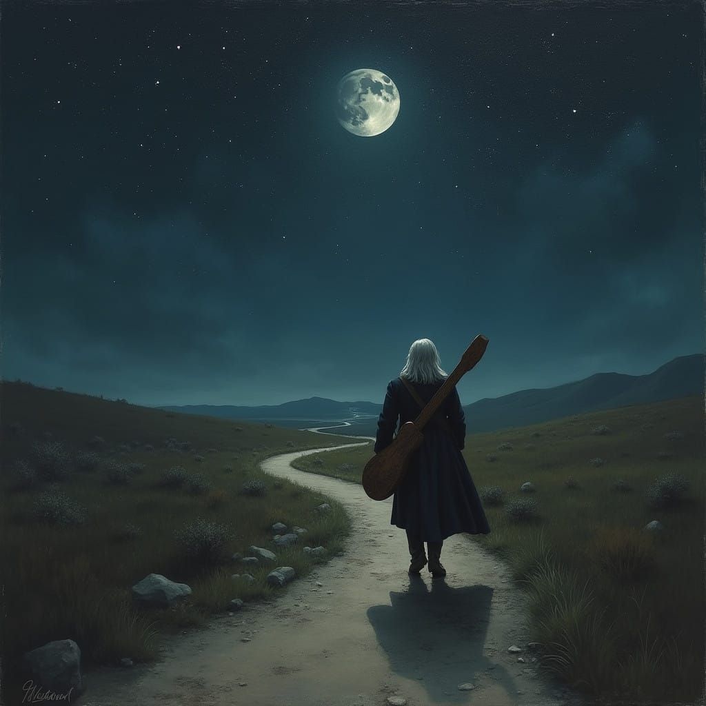 Ethereal Wanderer Under Starry Skies