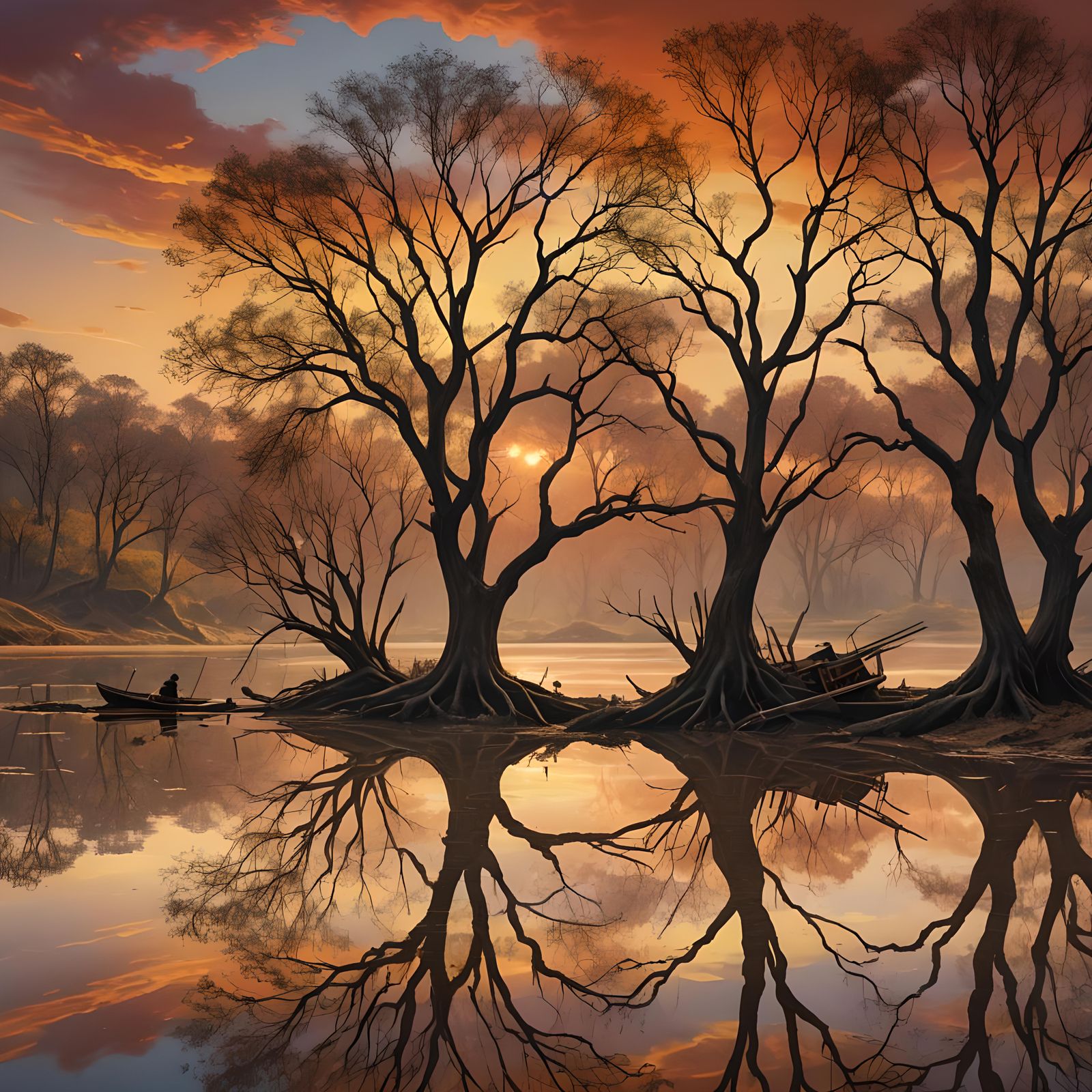 Orinoco River Sunset Reflected in Water