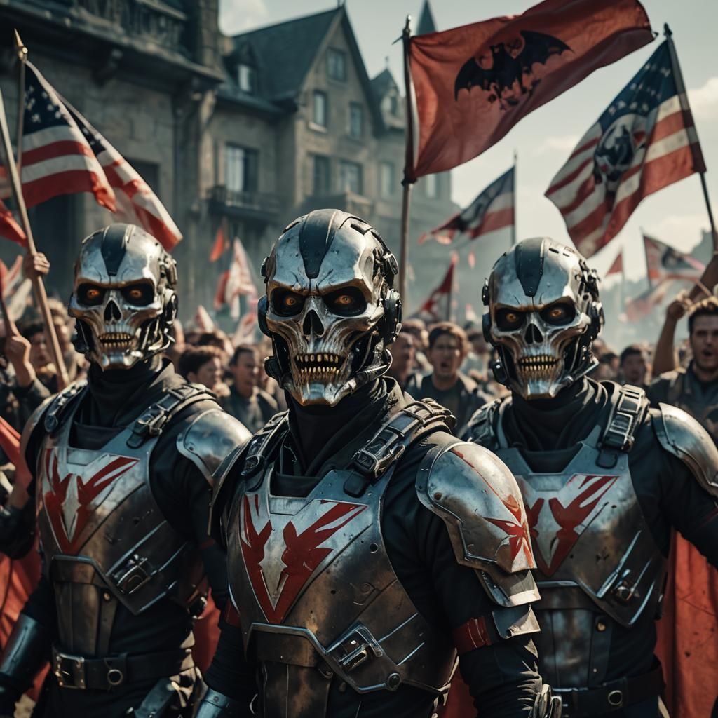 Cyborg Vampires Celebrate in Cinematic Film Still