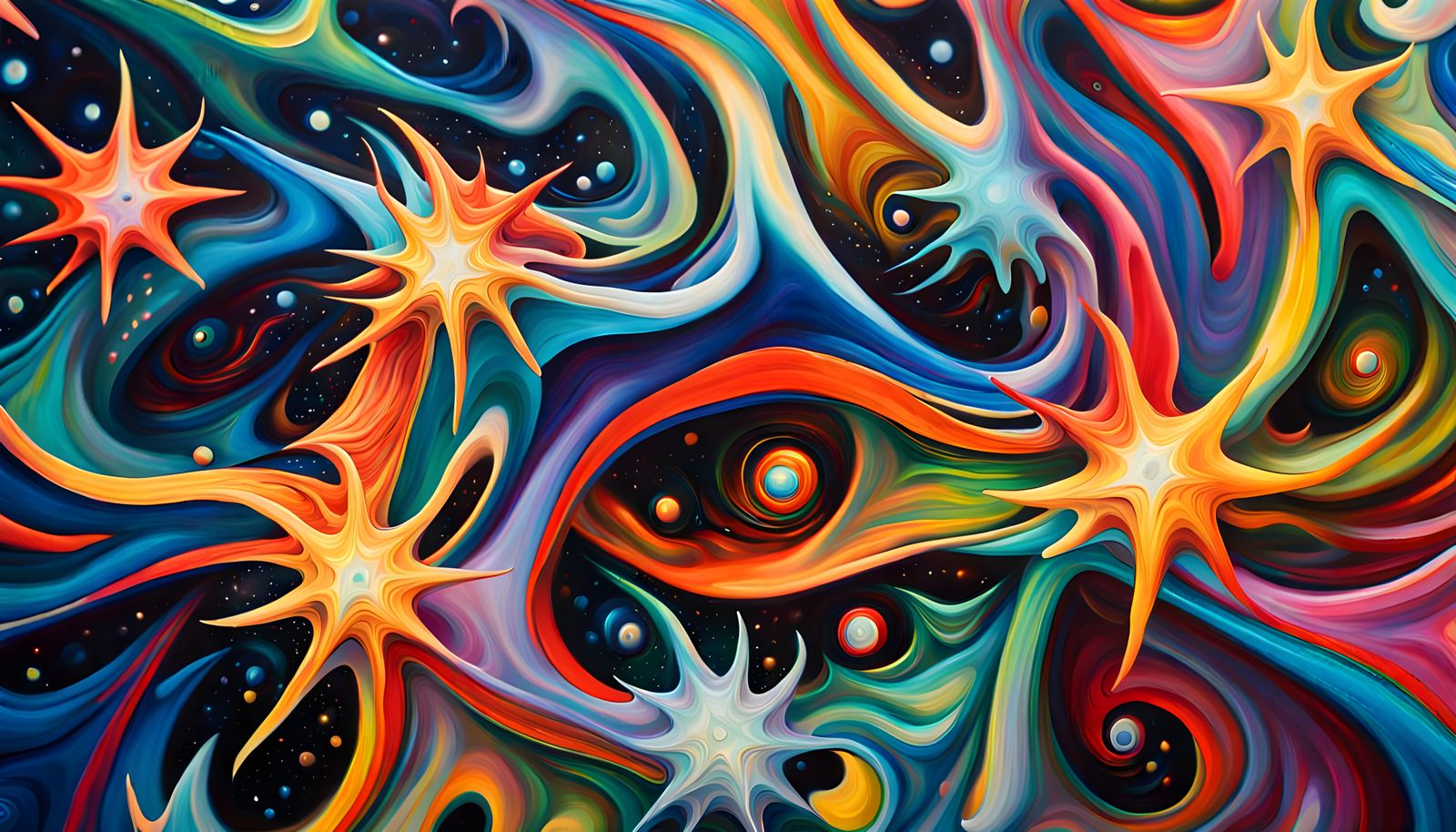 Cosmic Star Cluster as Antipasto Oil Painting