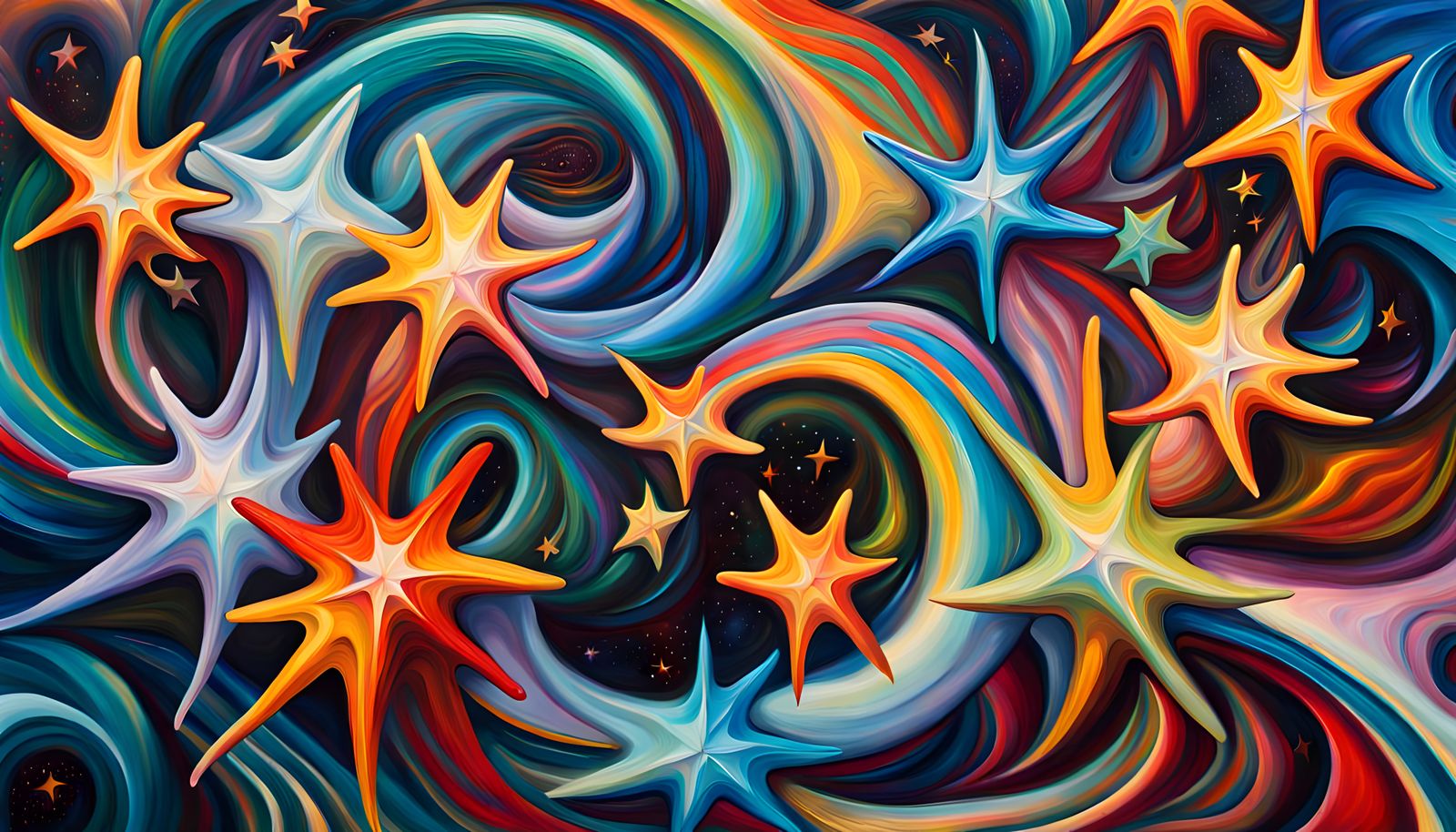 Iridescent Star Cluster Formation as 3D Digital Art